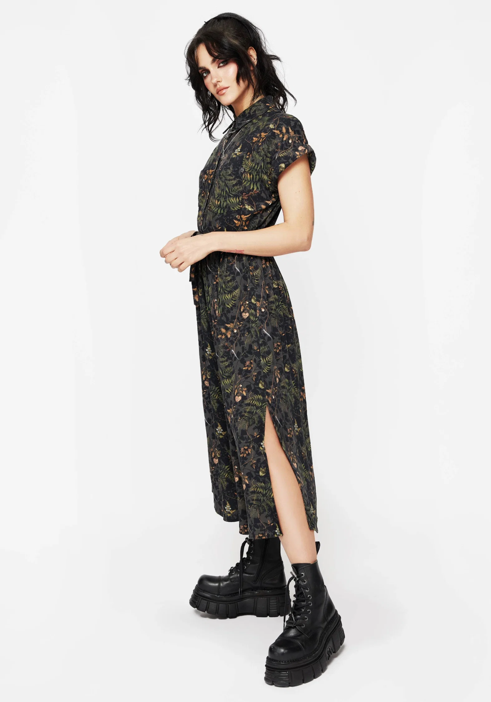 Wither Fern Print Midi Shirt Dress - Image 5
