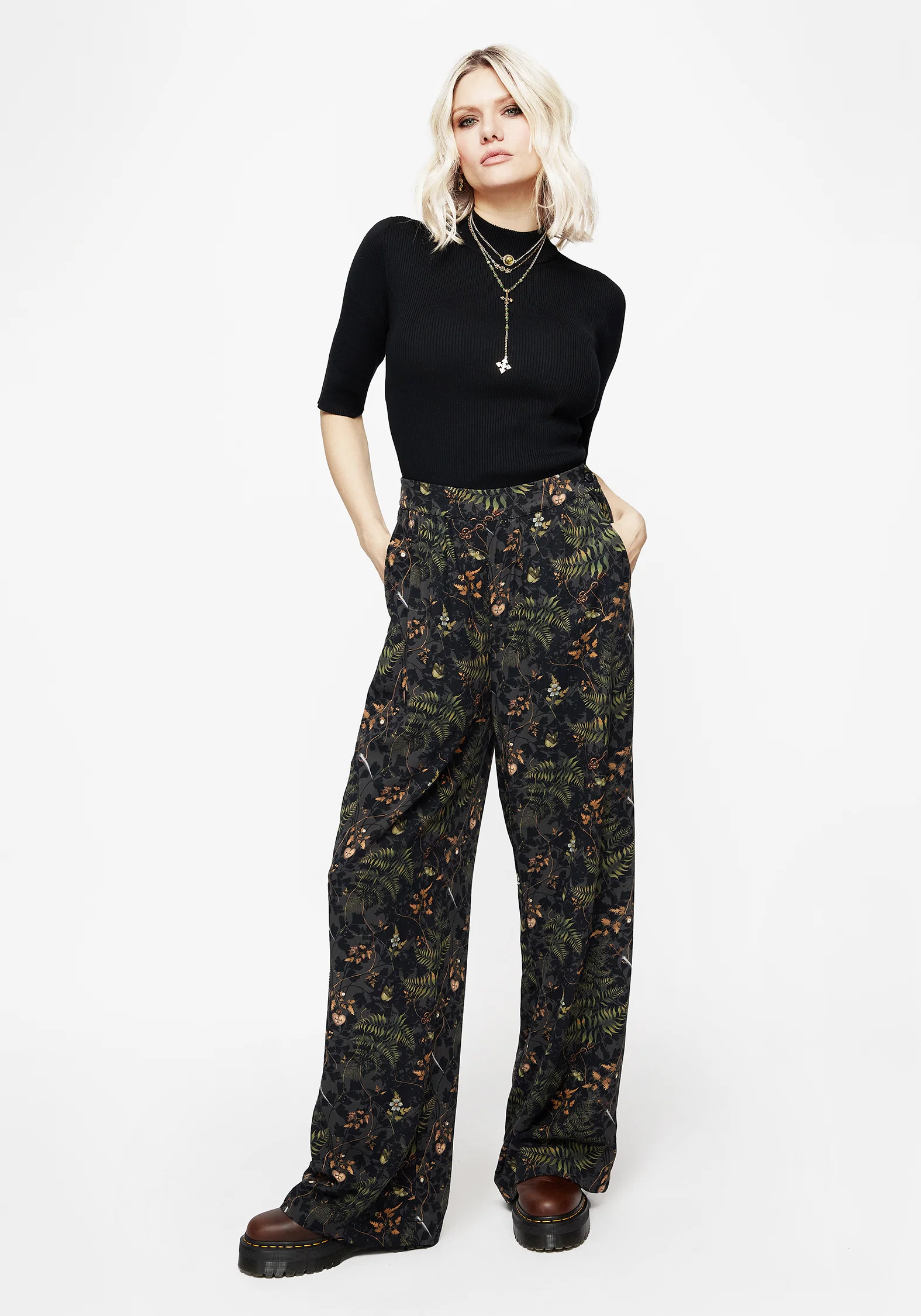 Wither Fern Print Wide Leg Trousers - Image 5