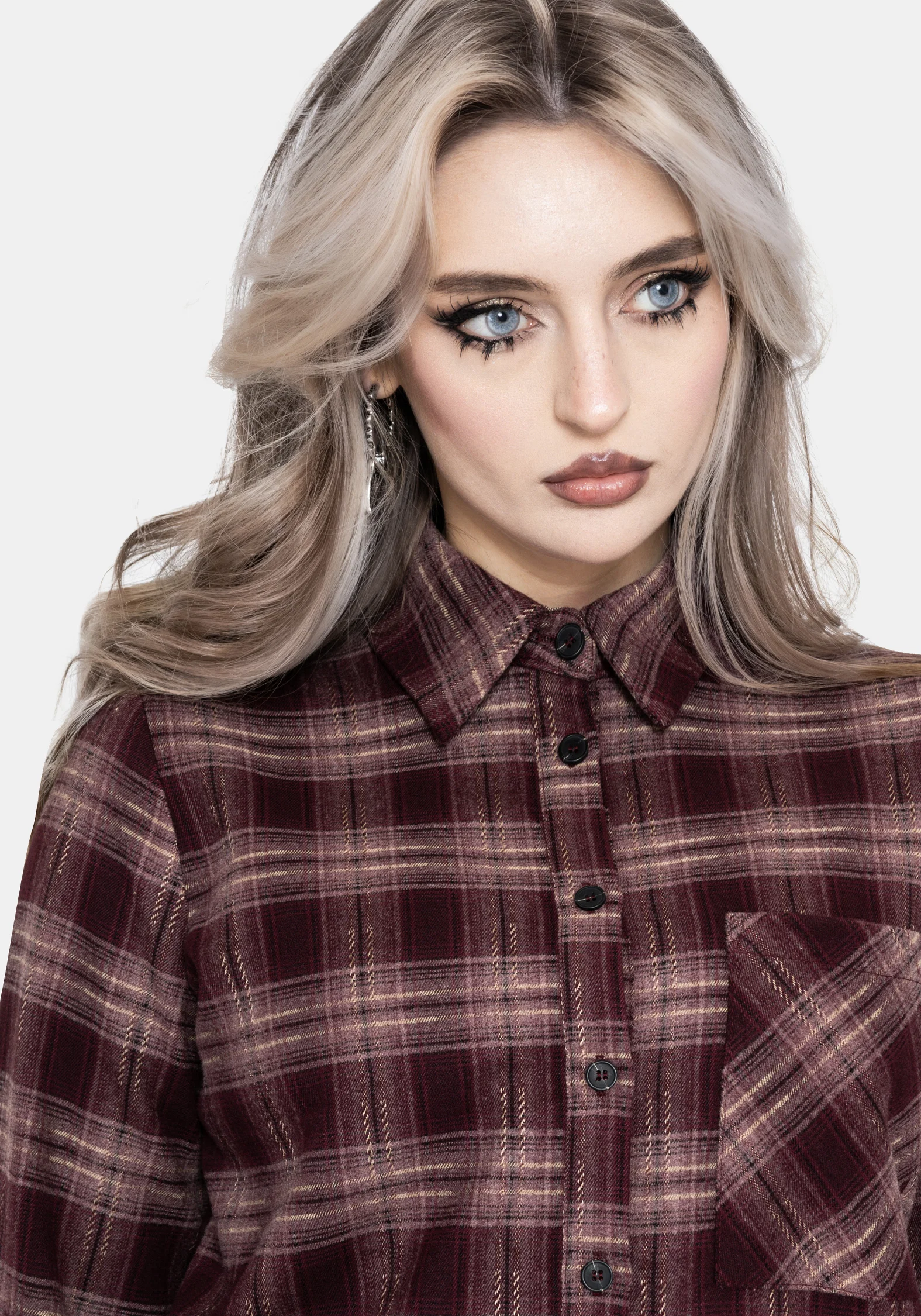 Wren Burgundy Check Oversized Shirt - Image 2
