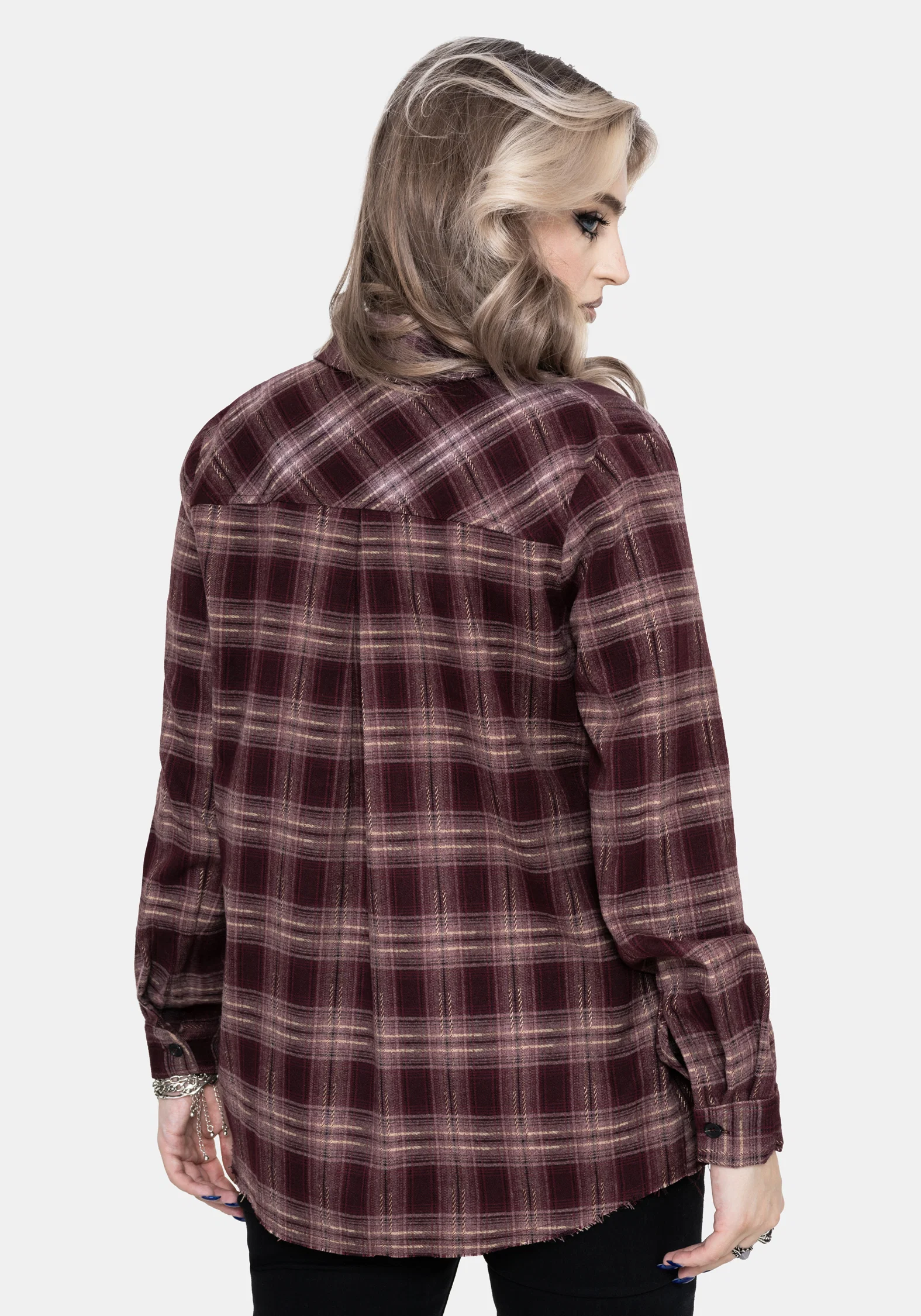 Wren Burgundy Check Oversized Shirt - Image 3