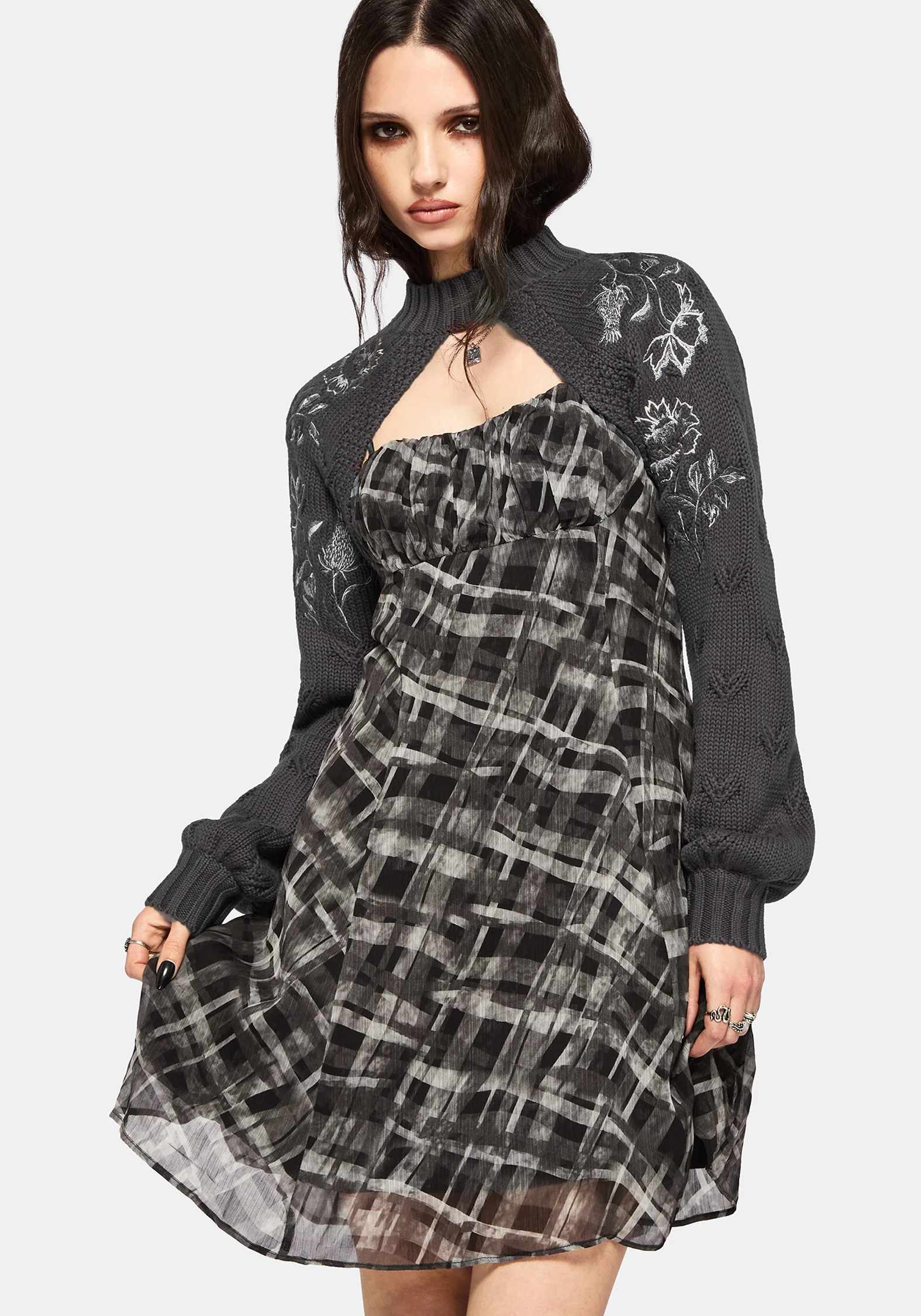 Wren Floral Embroidered Funnel Neck Shrug - Image 4
