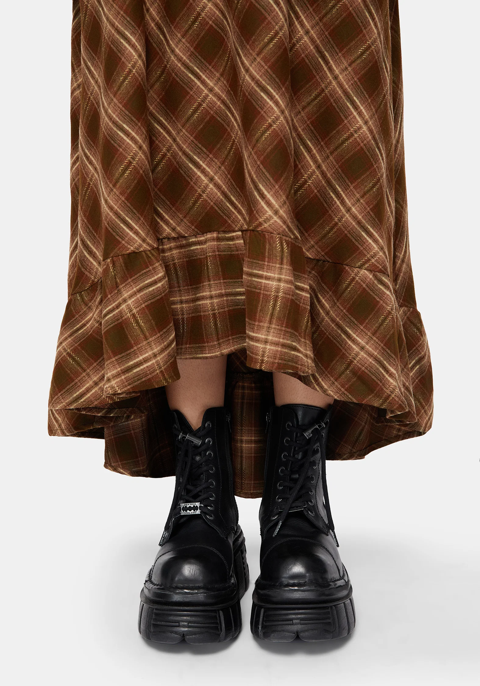 Wrenna Ruffle Hem Check Midaxi Skirt - Image 2