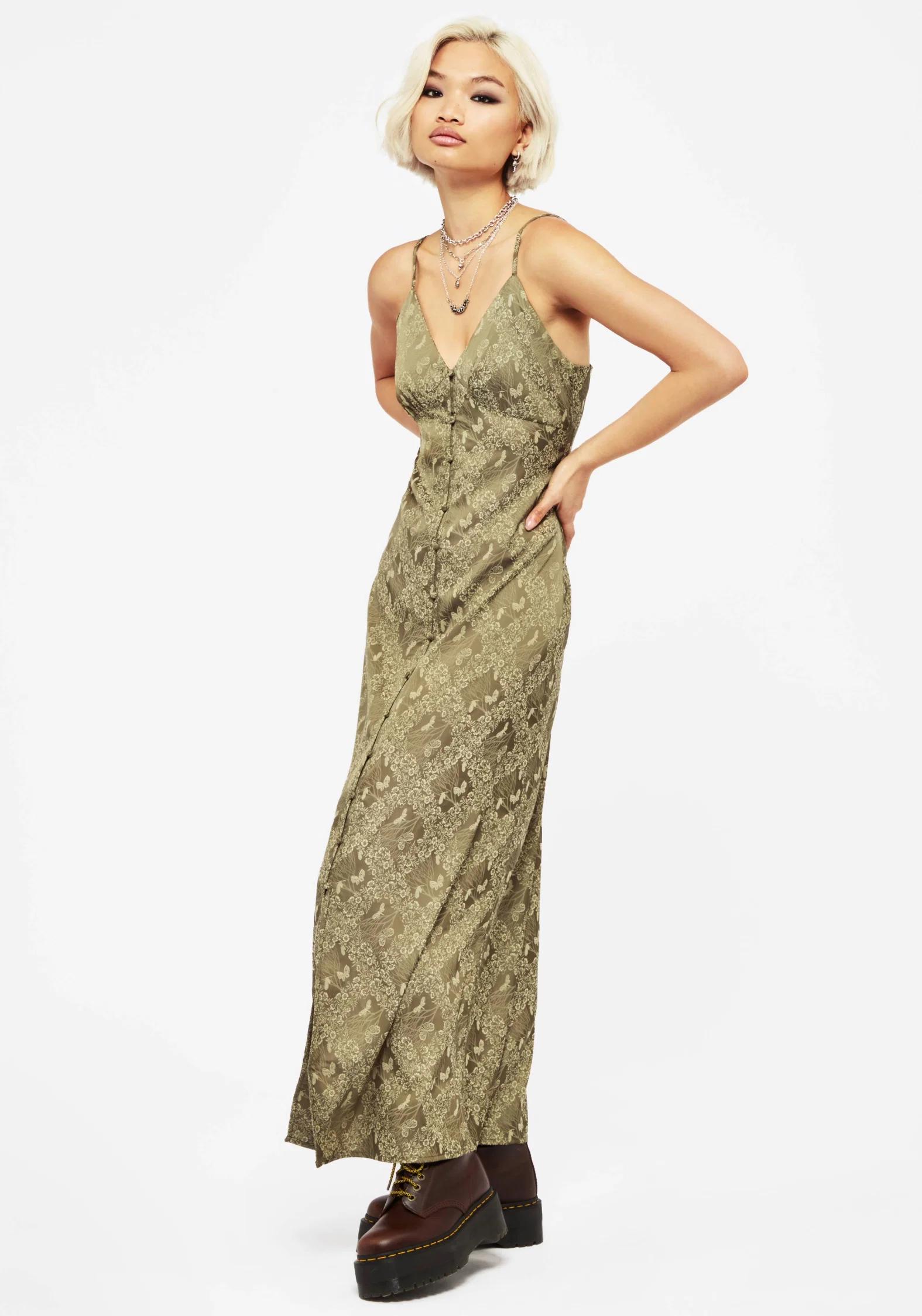 Yara Floral Print Button Up Maxi Slip Dress - Image 5