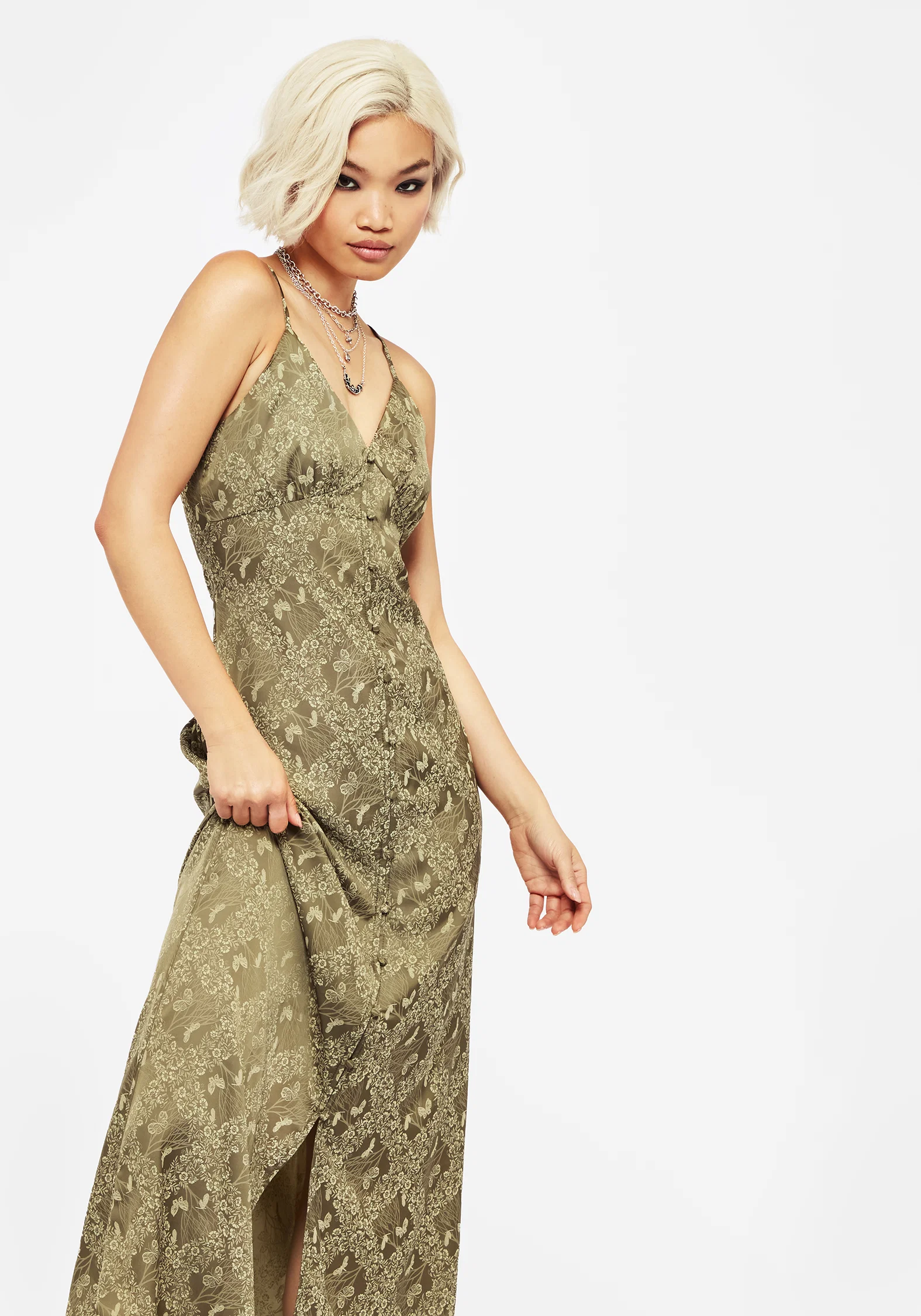 Yara Floral Print Button Up Maxi Slip Dress - Image 6