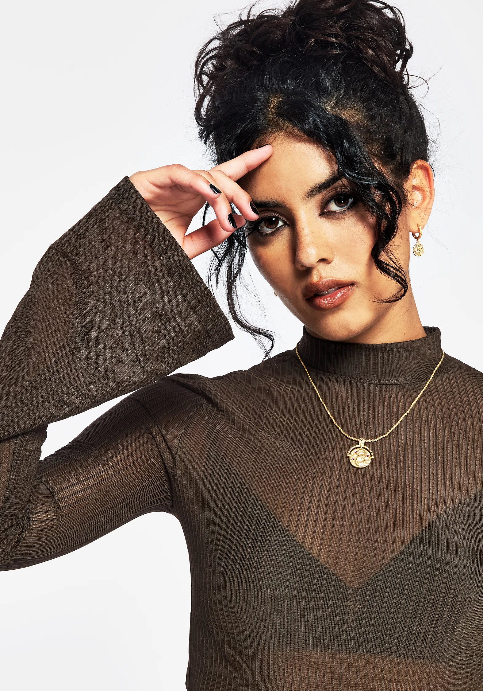 Yasmin Mesh Flare Sleeve Top - Image 2