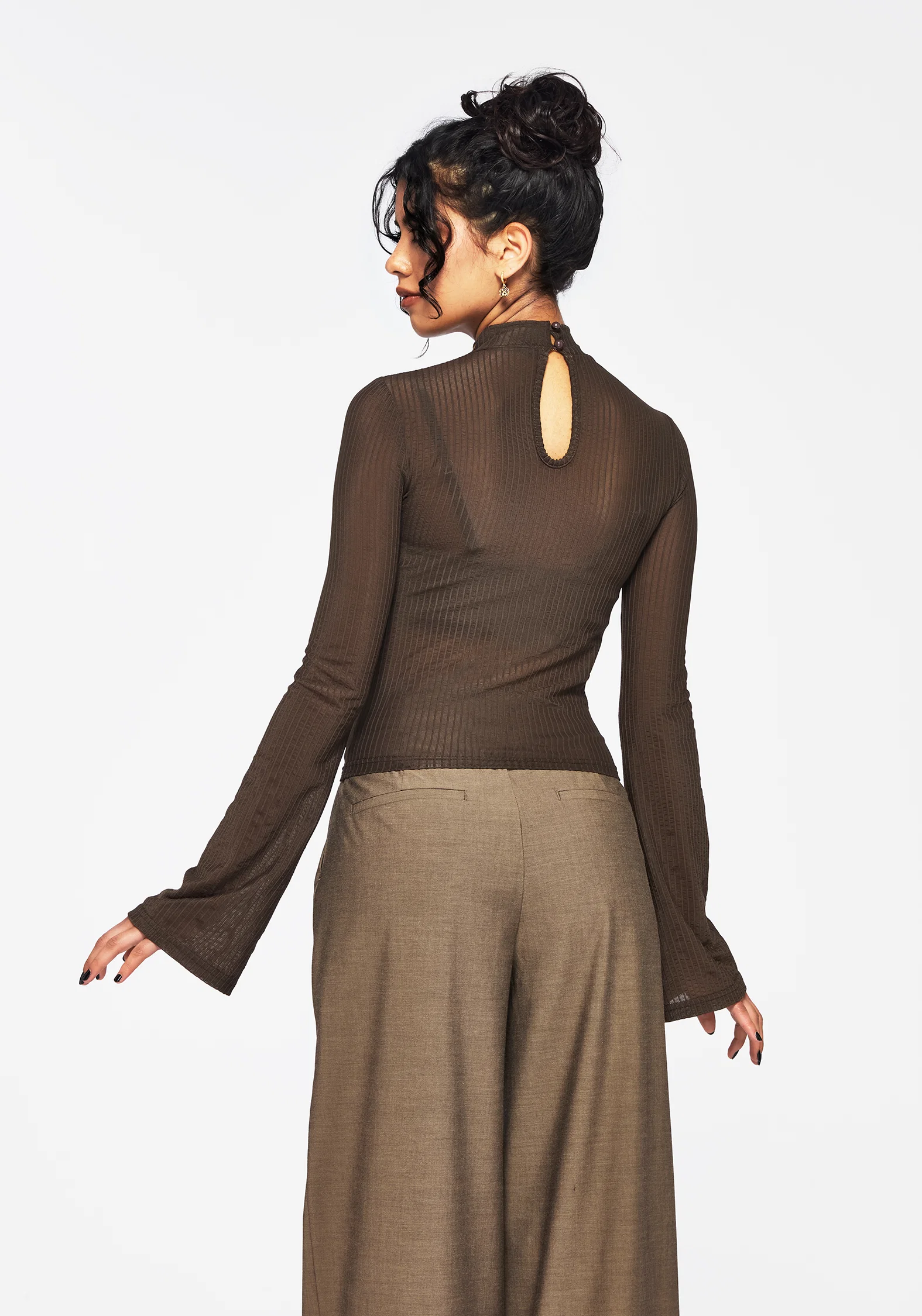Yasmin Mesh Flare Sleeve Top - Image 3