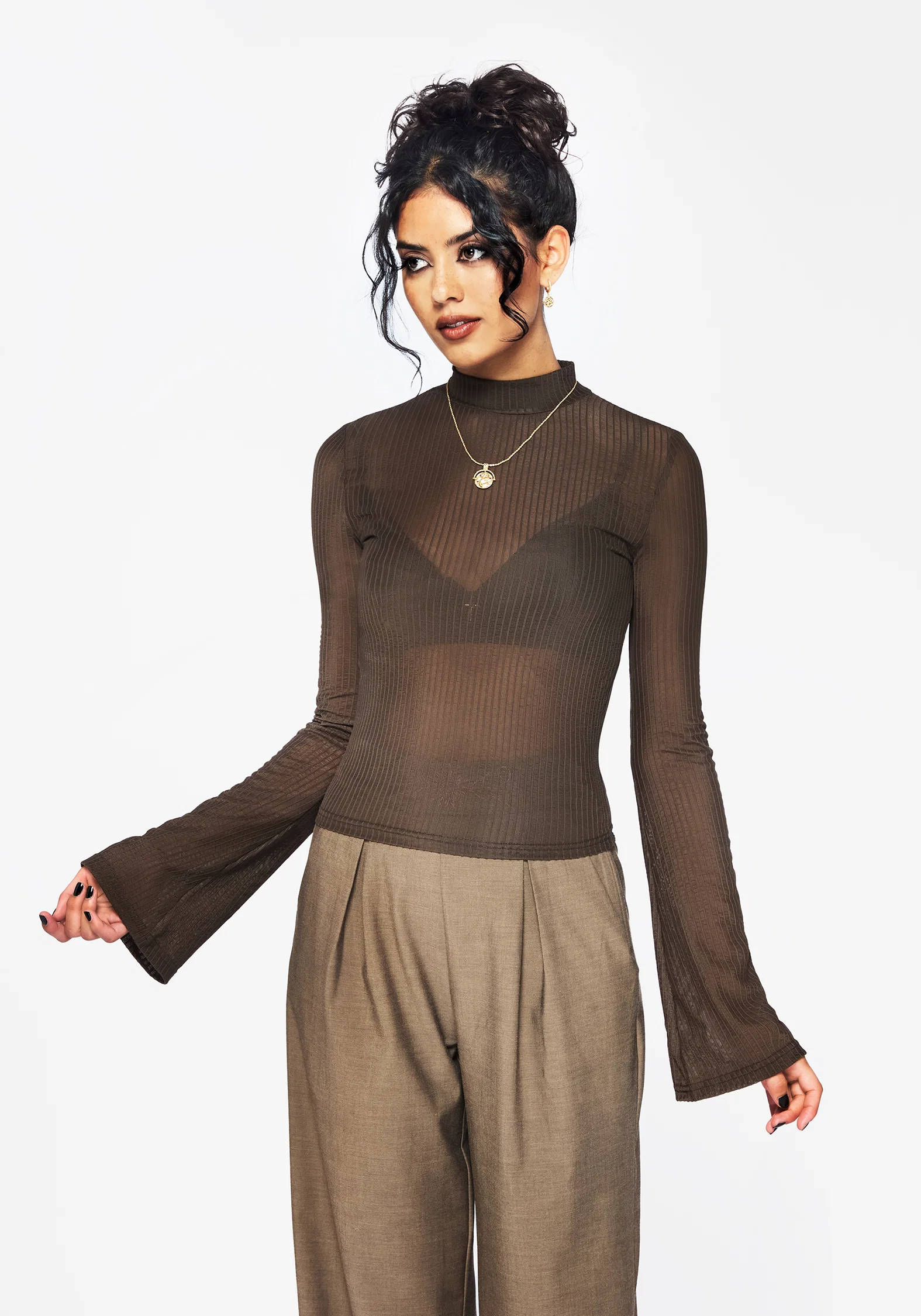 Yasmin Mesh Flare Sleeve Top - Image 4