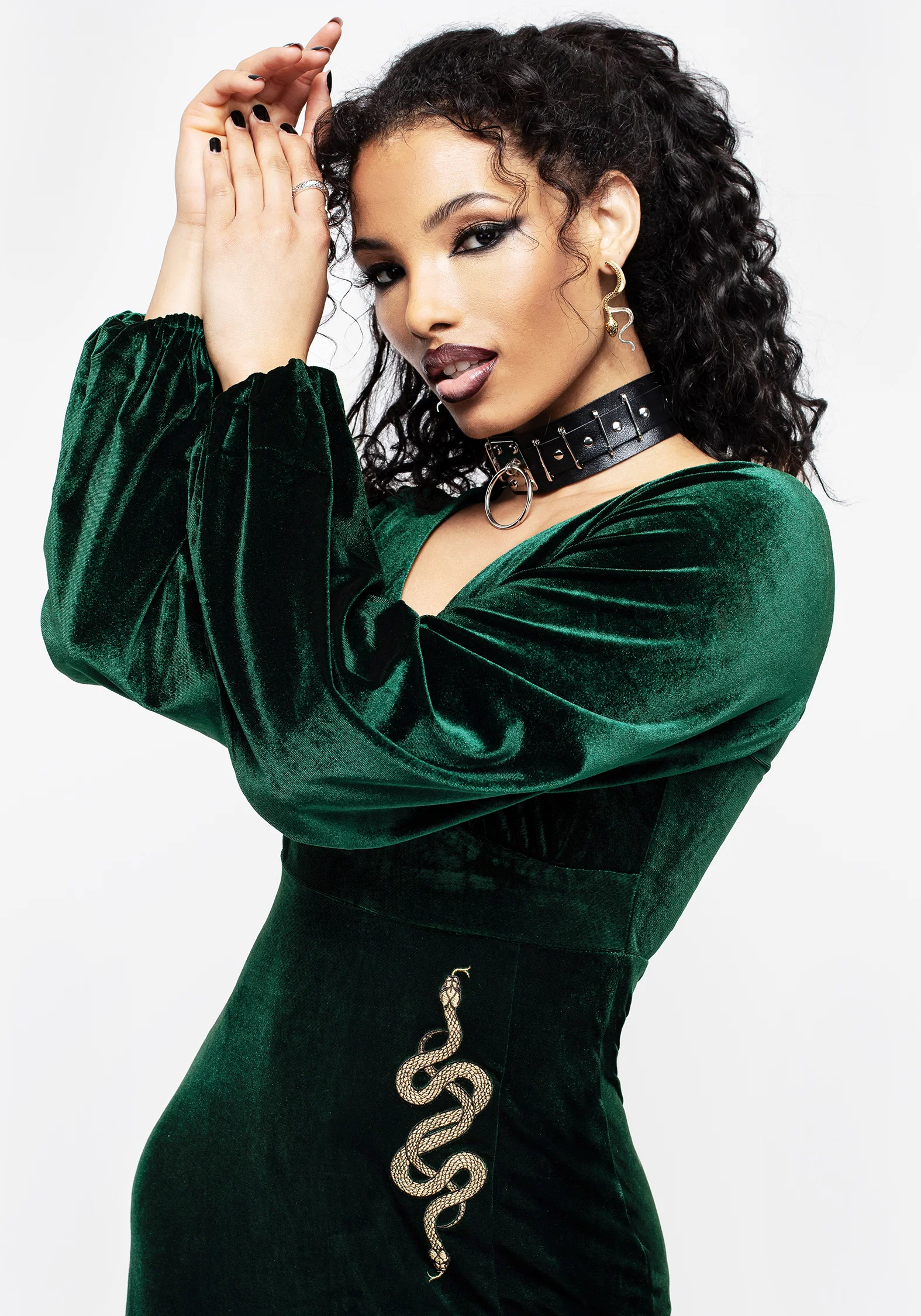Zarina Long Sleeve Velour Maxi Dress - Image 4