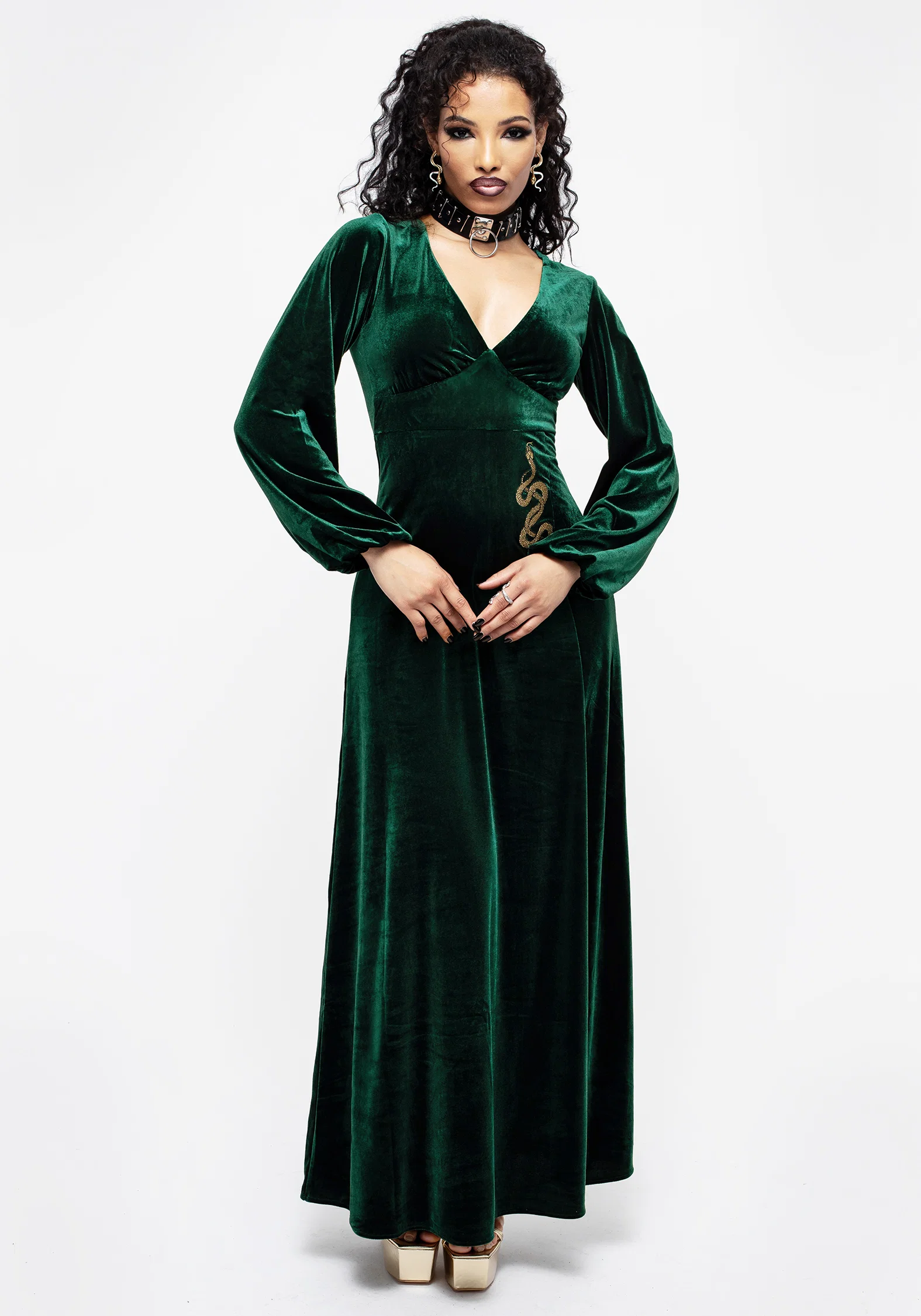 Zarina Long Sleeve Velour Maxi Dress - Image 5