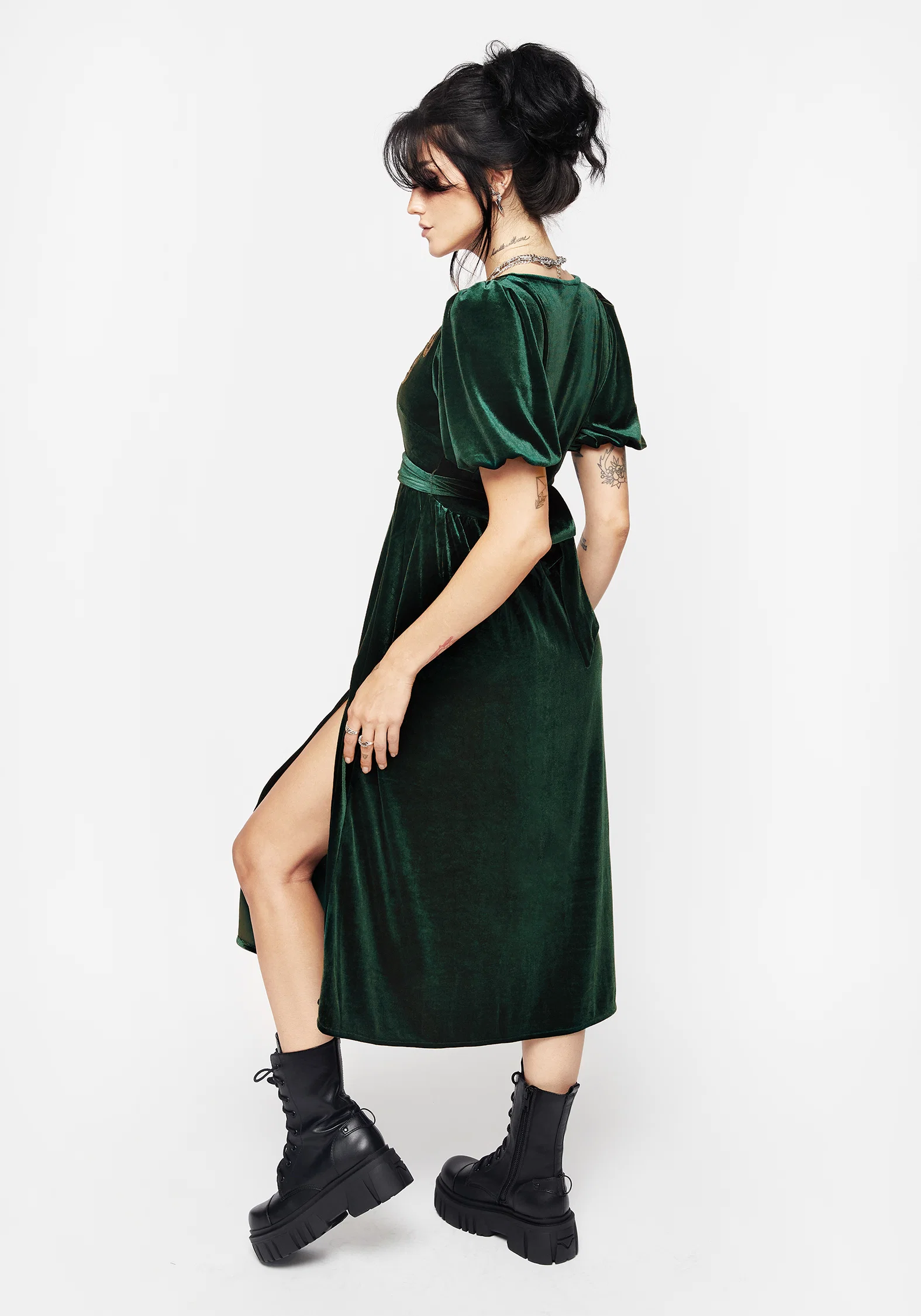 Zarina Velour Applique Midi Wrap Dress - Image 3