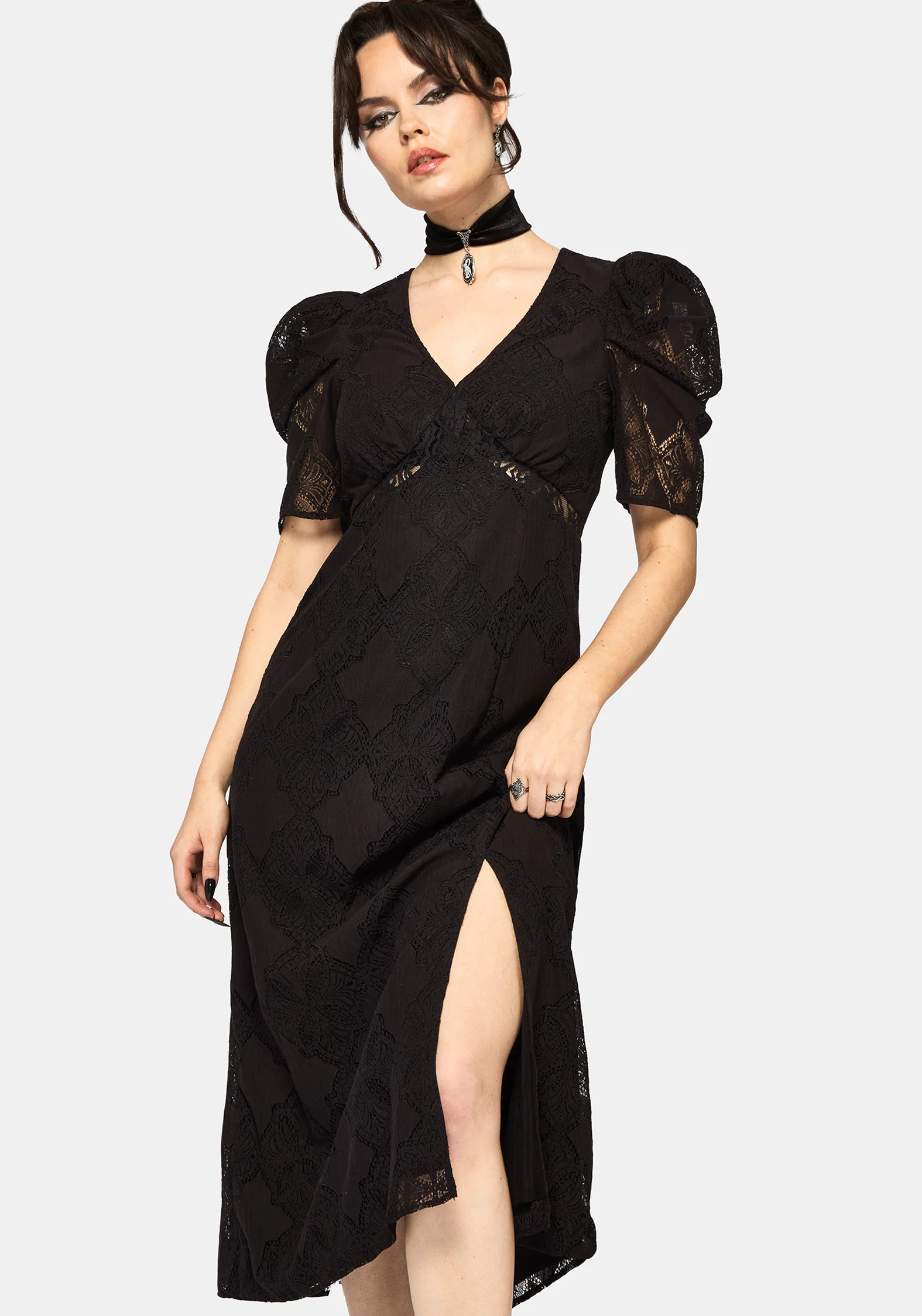 Zephyr Crossed Lace Midaxi Dress - Image 4