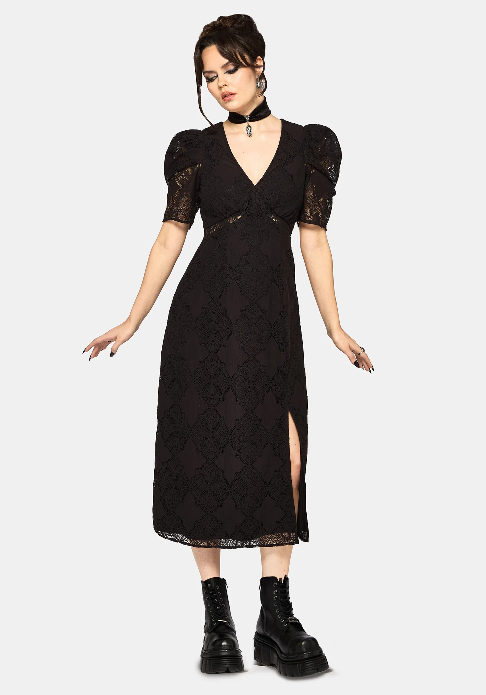 Zephyr Crossed Lace Midaxi Dress - Image 5