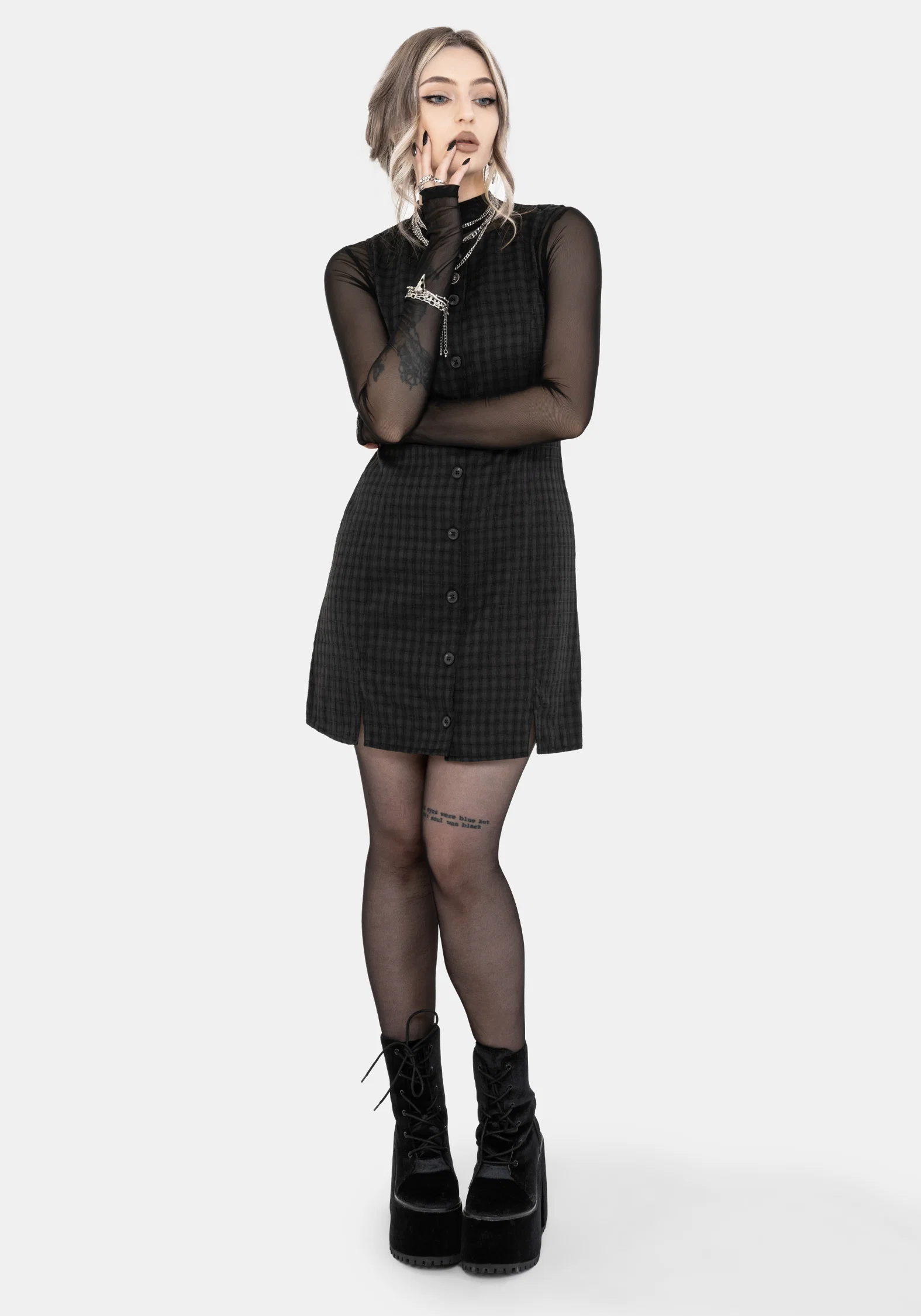 Ziggy Check Button Up Mini Dress - Image 6