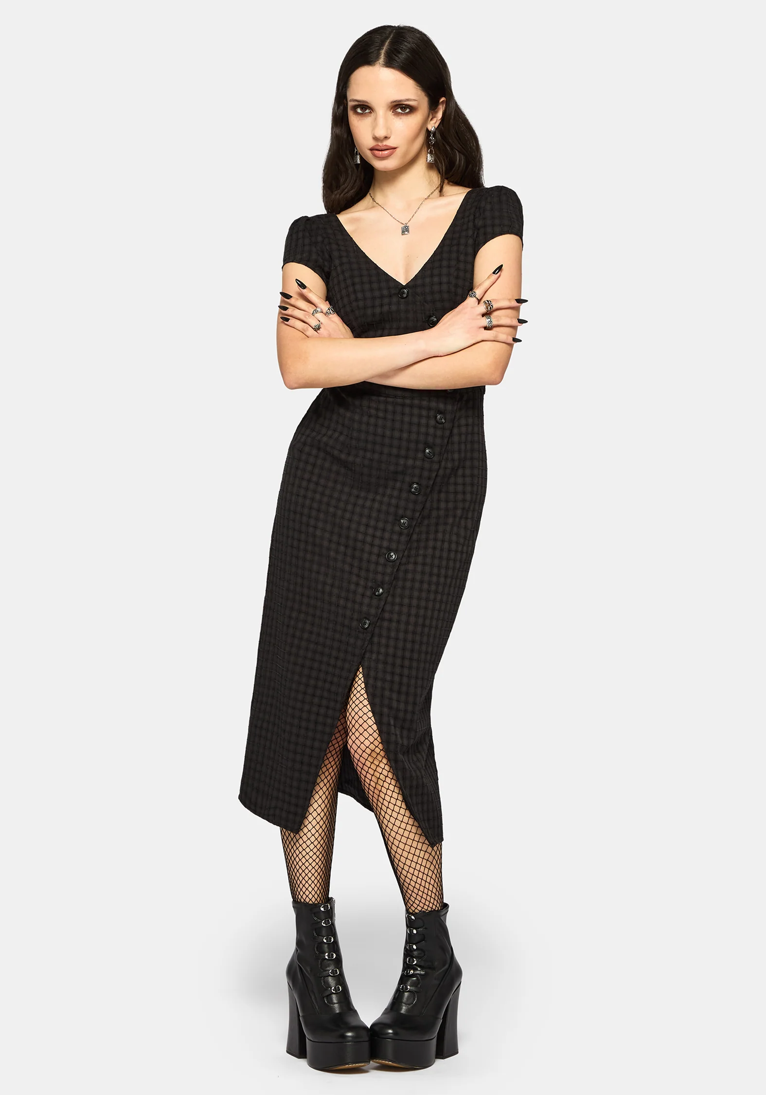 Ziggy Check Cut Out Midaxi Dress - Image 5
