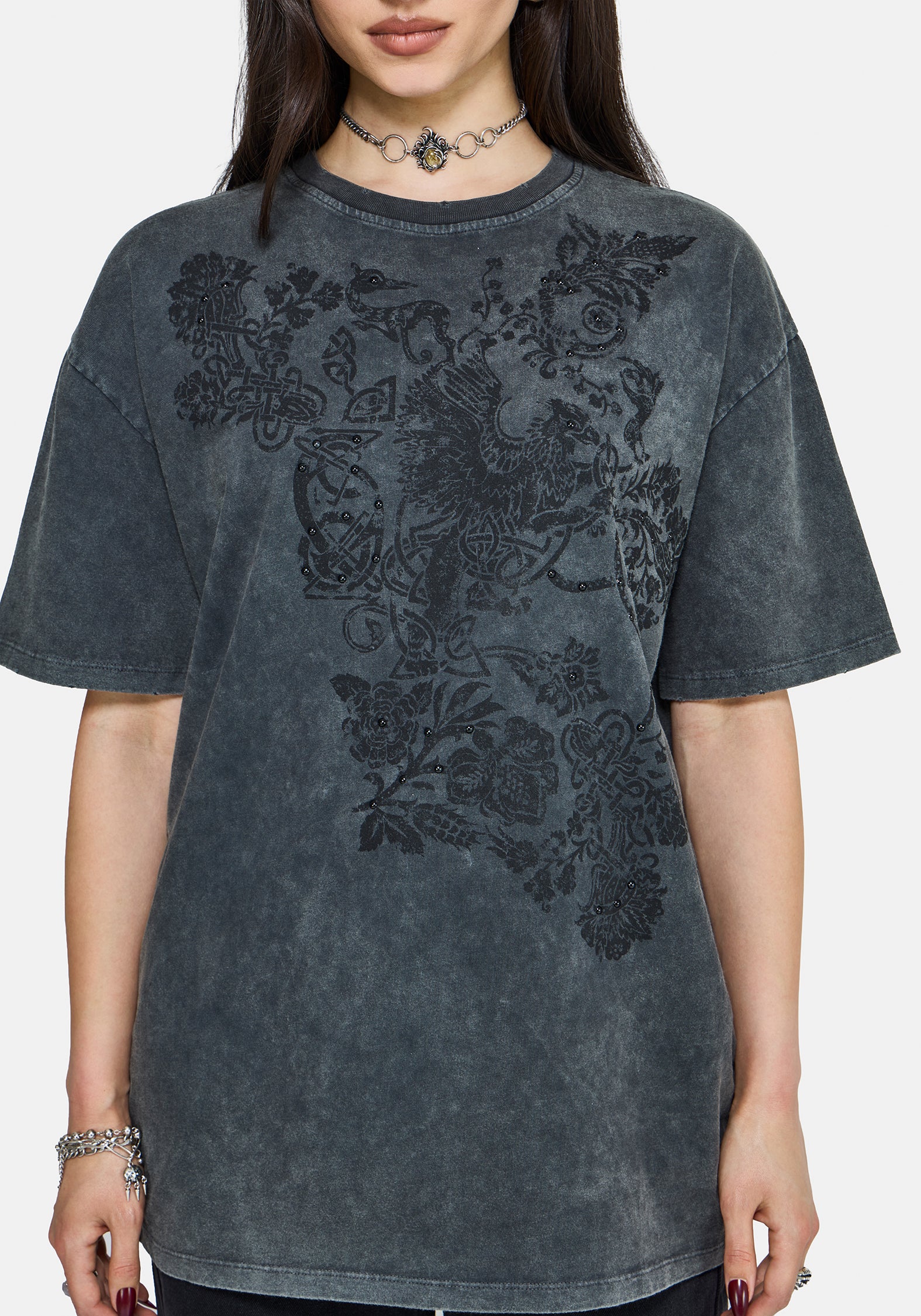 Zora Stud Oversized Short Sleeve T-Shirt - Image 2