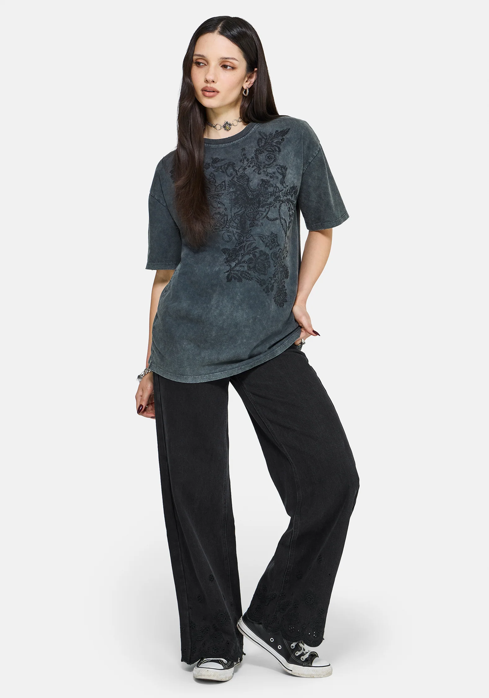 Zora Stud Oversized Short Sleeve T-Shirt - Image 5