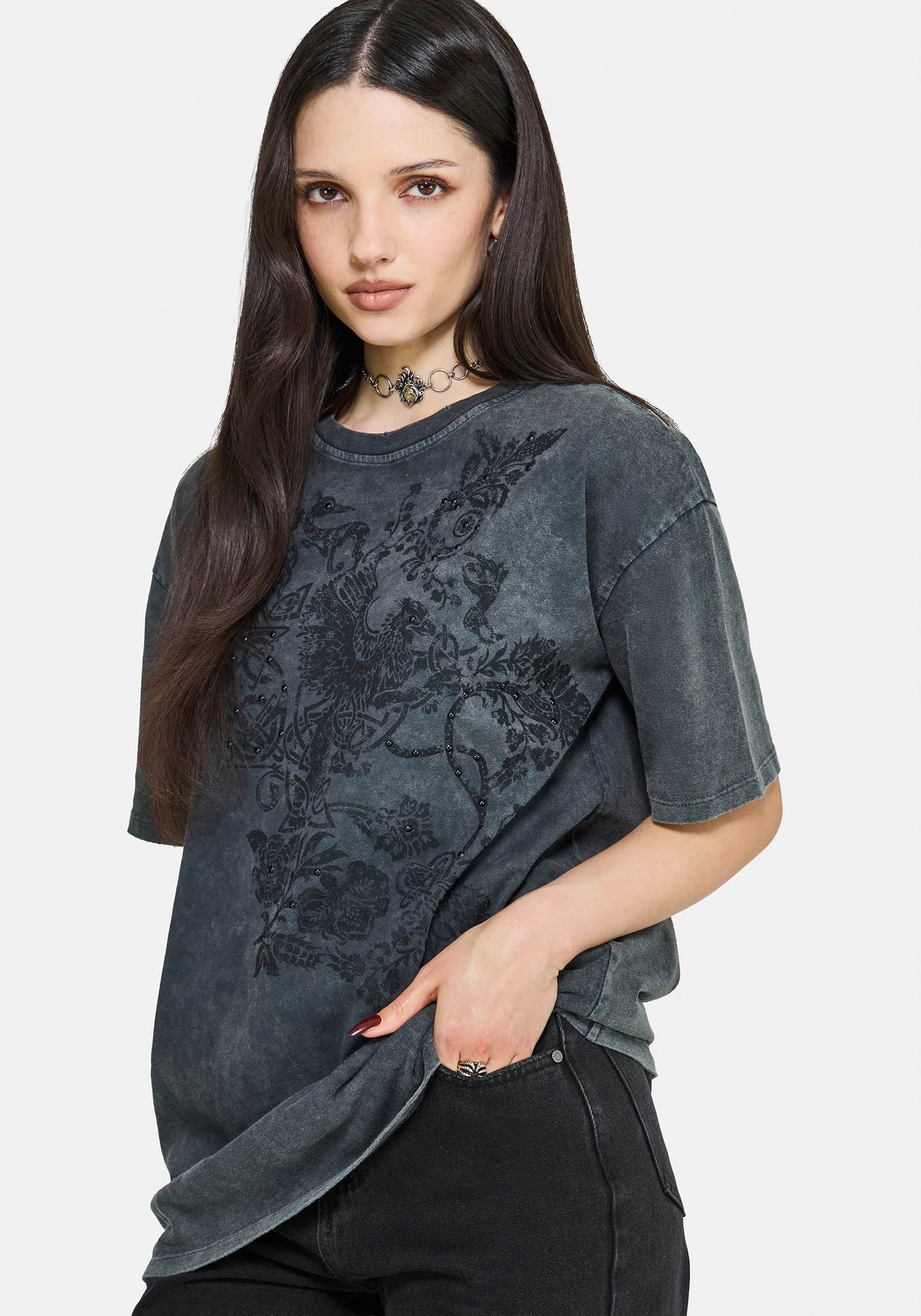 Zora Stud Oversized Short Sleeve T-Shirt - Image 7