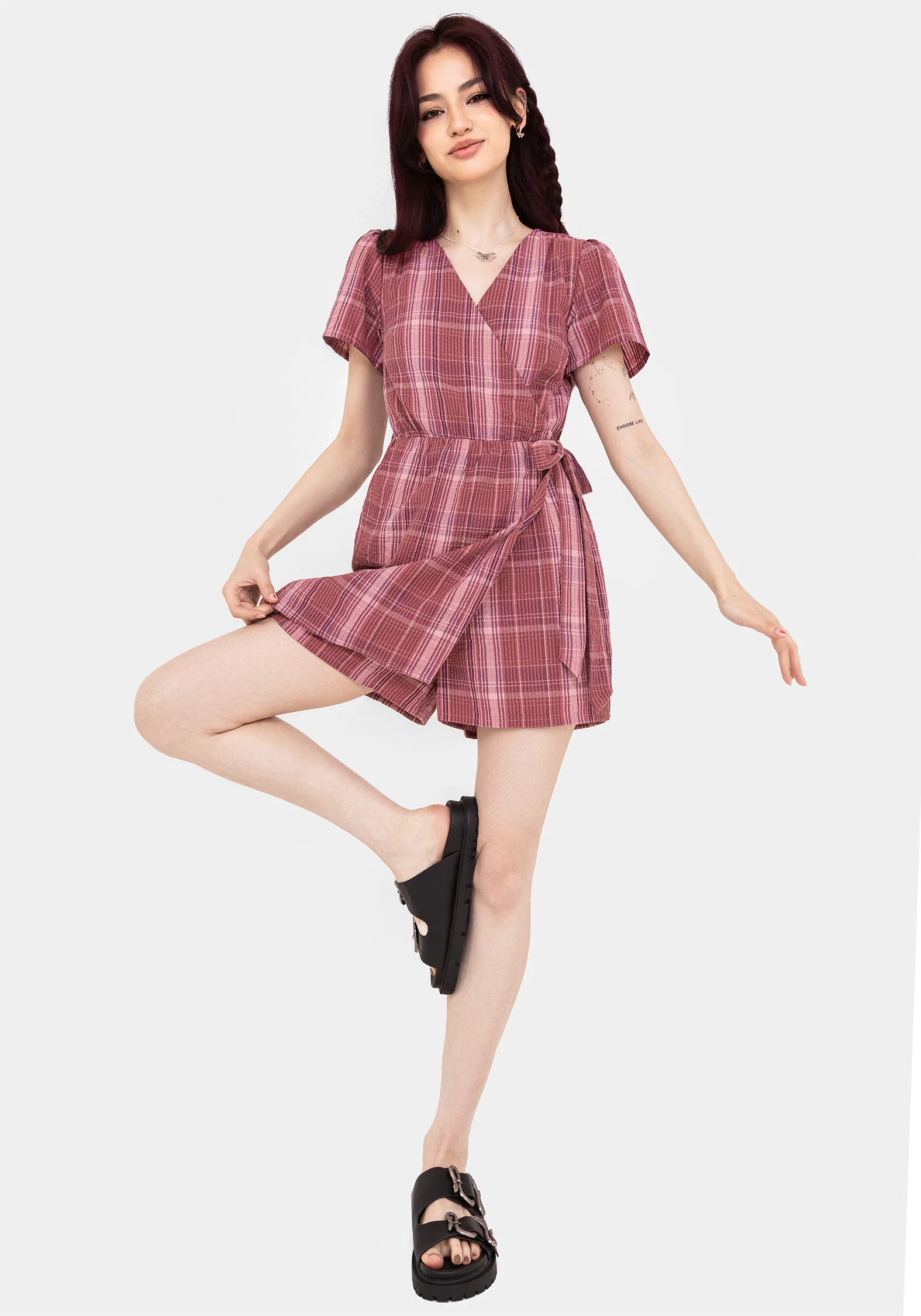Zorina Cotton Tie Wrap Playsuit - Image 4