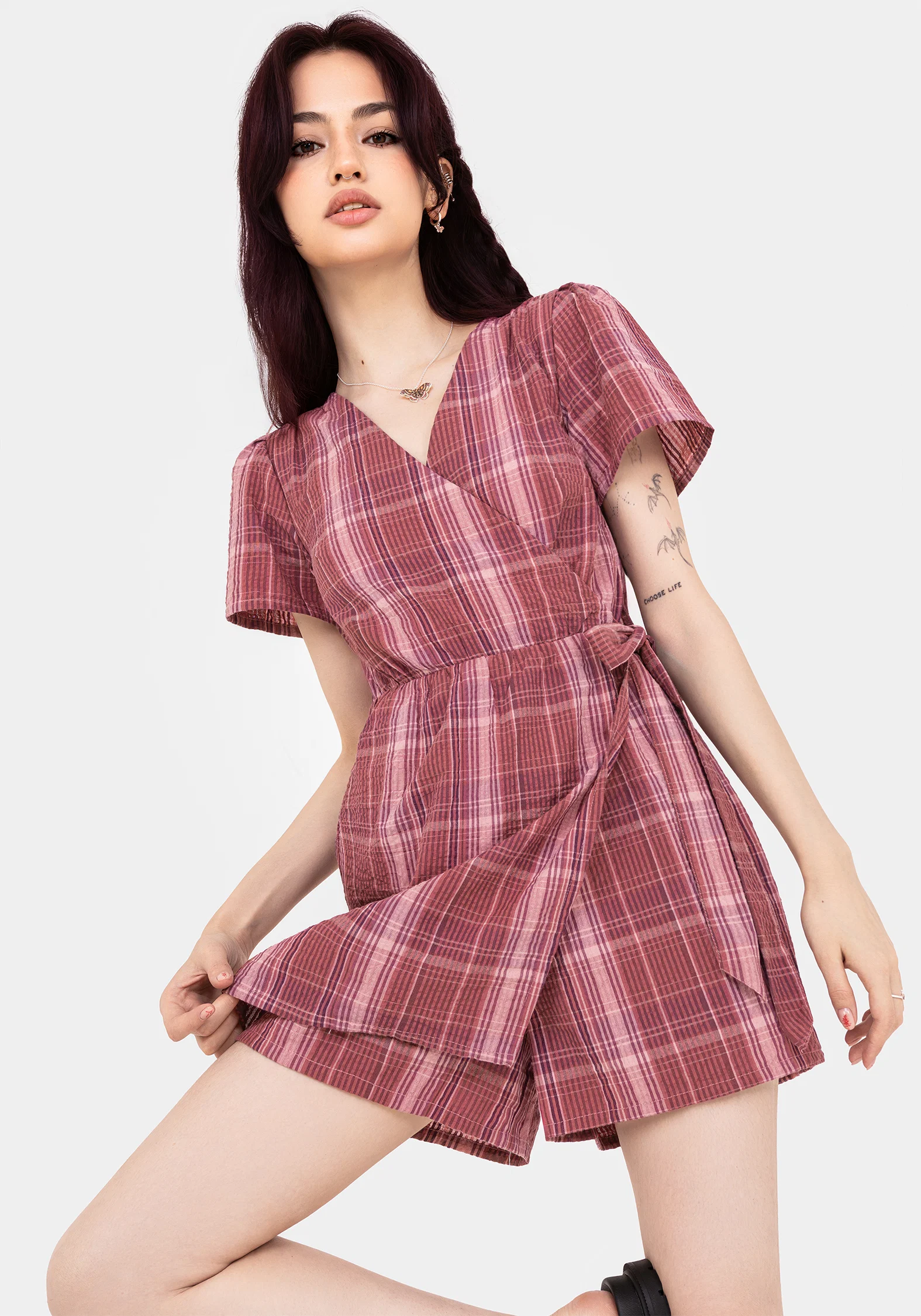Zorina Cotton Tie Wrap Playsuit - Image 7